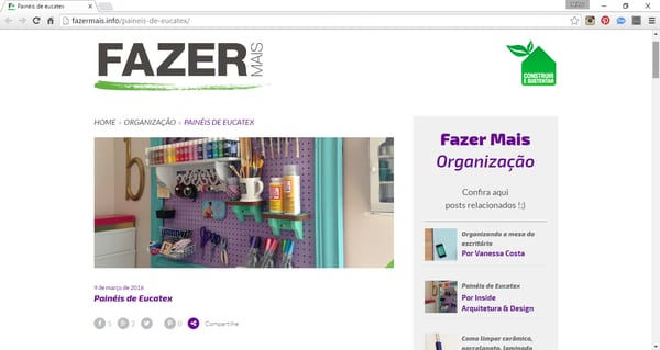 Print da coluna "Painéis de Eucatex na decoração" da INSIDE em Fazer Mais