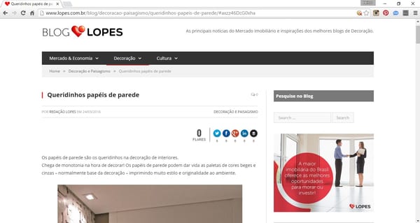 Print da coluna "Queridinhos: papéis de parede" da INSIDE em Blog Lopes