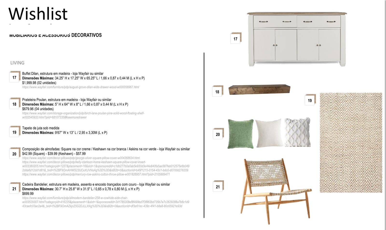 INSIDE spec sheet page 05: items, dimensions, stores and prices, Montana project