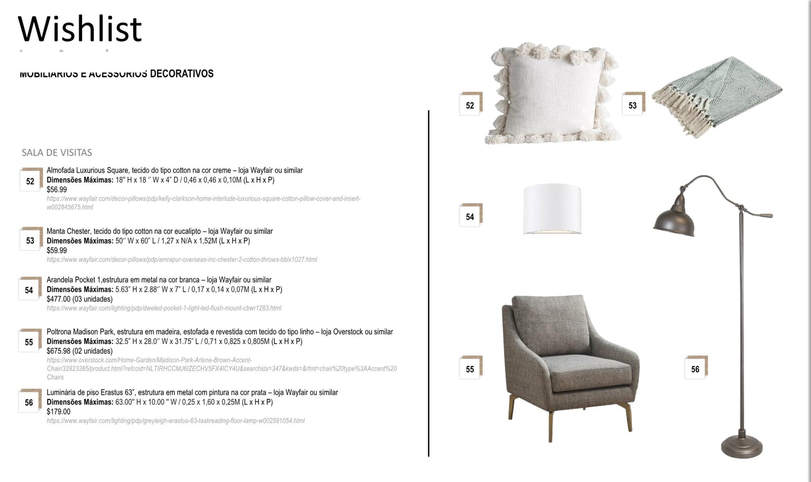 INSIDE spec sheet page 12: items, dimensions, stores and prices, Montana project
