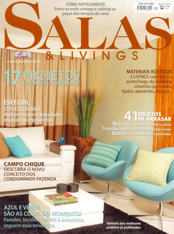 Capa da Salas & Livings · nº 31, matéria com projeto da INSIDE, acervo INSIDE